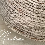 Pouf MALEA | Limitiert | Rundes, gehäkeltes Sitzkissen in Erdtönen | Handgefertigtes Boho-Unikat mit Füllung